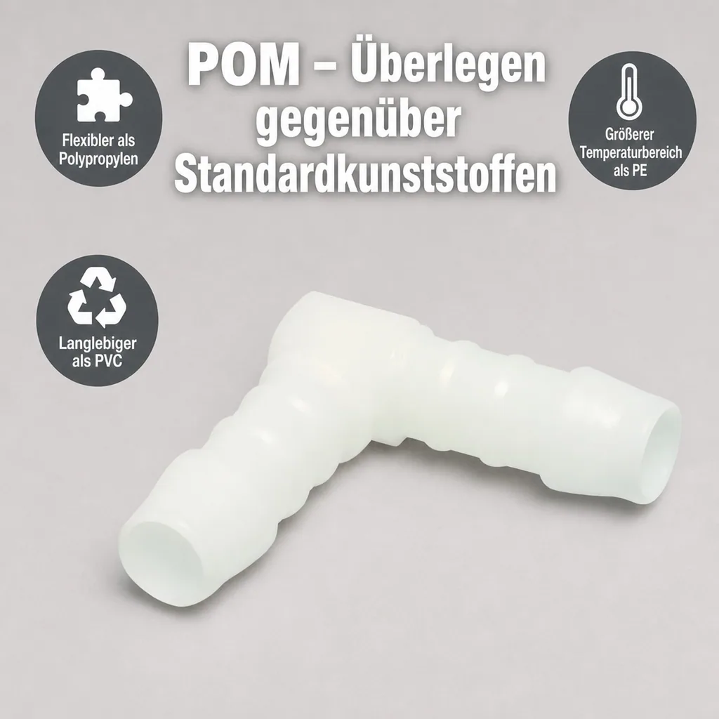 Schlauchverbinder 12mm, Winkel 90°, Kunststoff, Schlauchkupplung