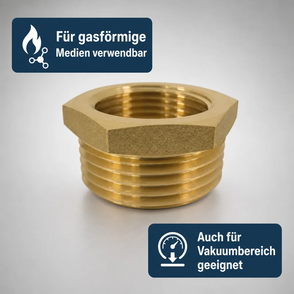 Gewindefitting Messing Reduzierstück 1 1/2" AG x 3/4" IG