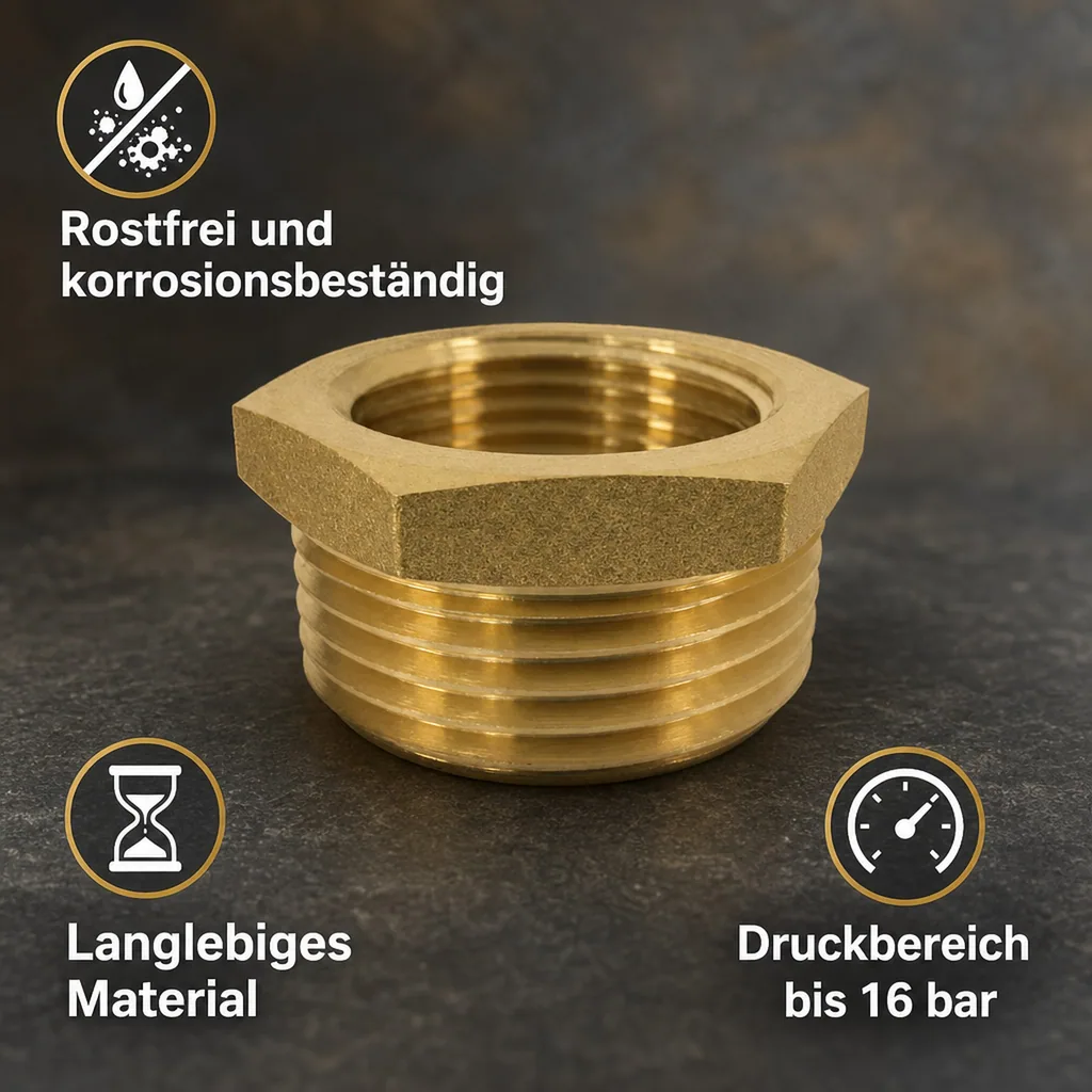 Gewindefitting Messing Reduzierstück 1 1/2" AG x 3/4" IG