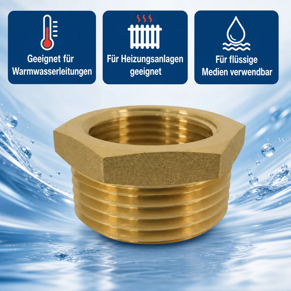 Gewindefitting Messing Reduzierstück 1 1/2" AG x 3/4" IG