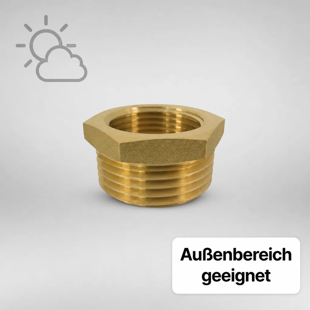 Messingfitting, Reduzierstück, 1 1/2" AG x 1" IG, Gewindefitting