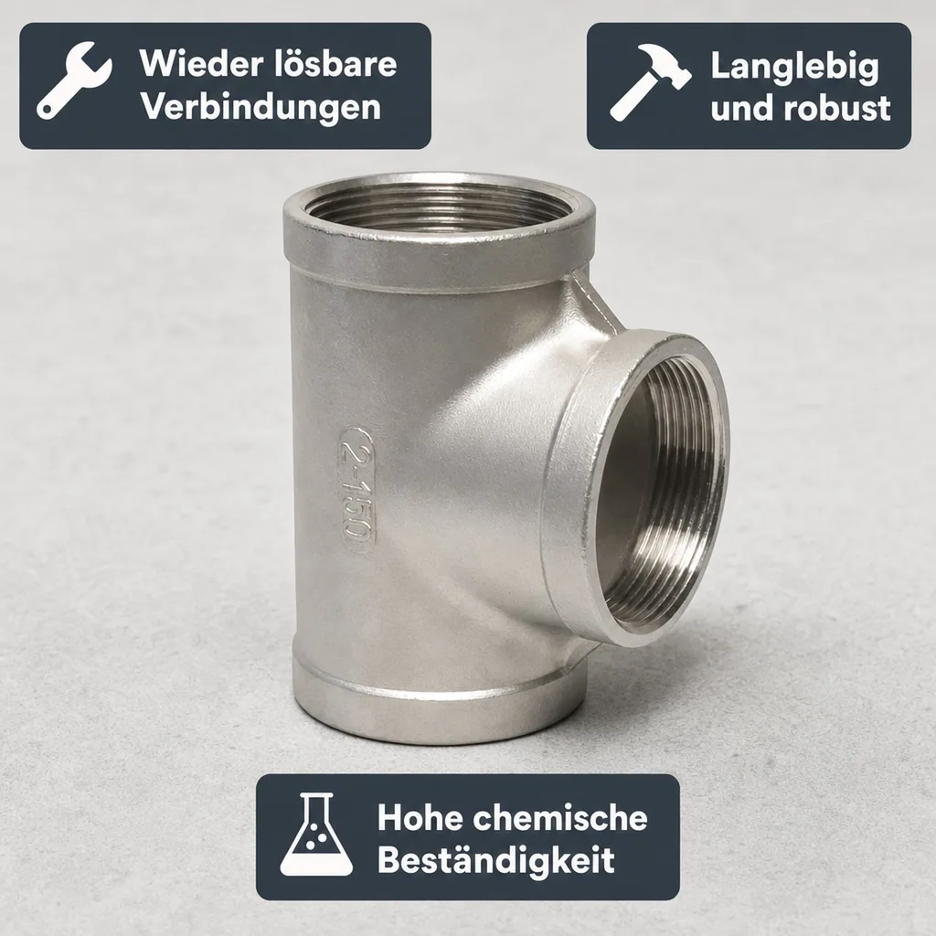 Gewindefitting Edelstahl T-Stück 90° 3/4" IG