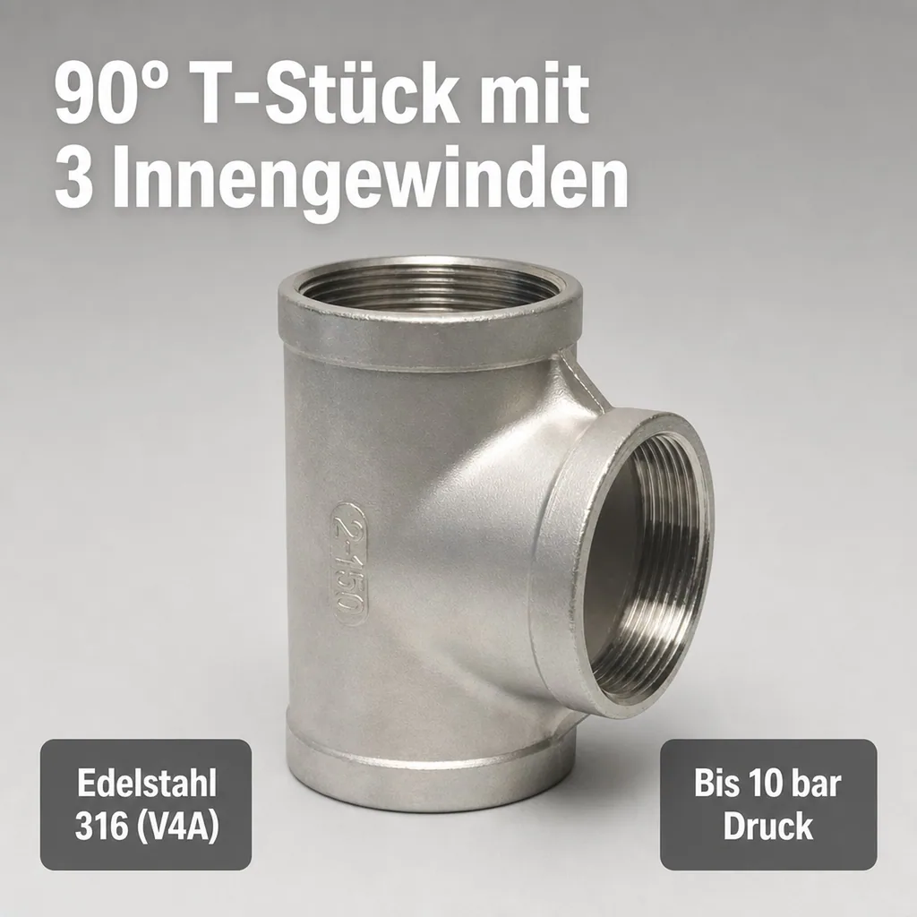 Gewindefitting Edelstahl T-Stück 90° 3/4" IG