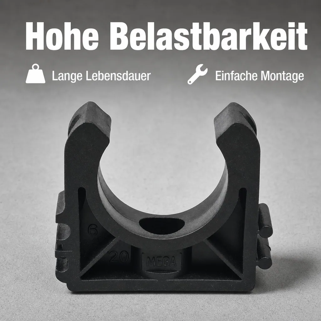 PVC Rohr 20mm, Rohrklemme 20mm, PVC-U, Rohrbefestigung