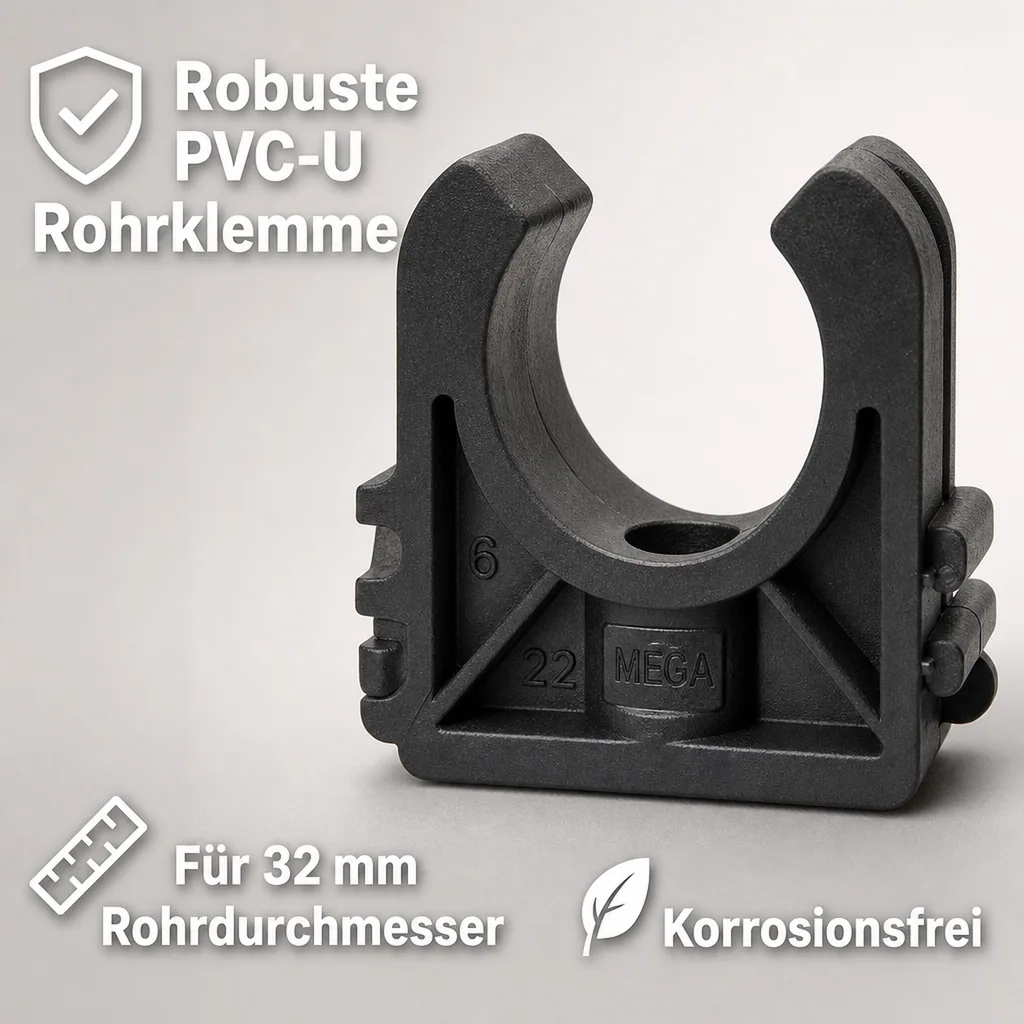 PVC Rohr 32mm, Rohrklemme 32mmshop, PVC Fittings