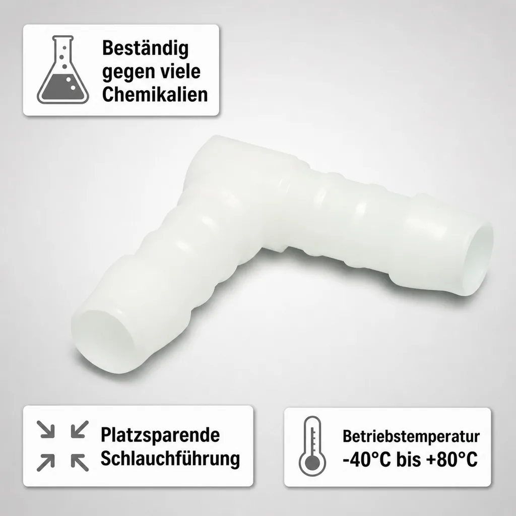 Schlauchverbinder 19mm, Kunststoff Winkelverbinder 90 Grad
