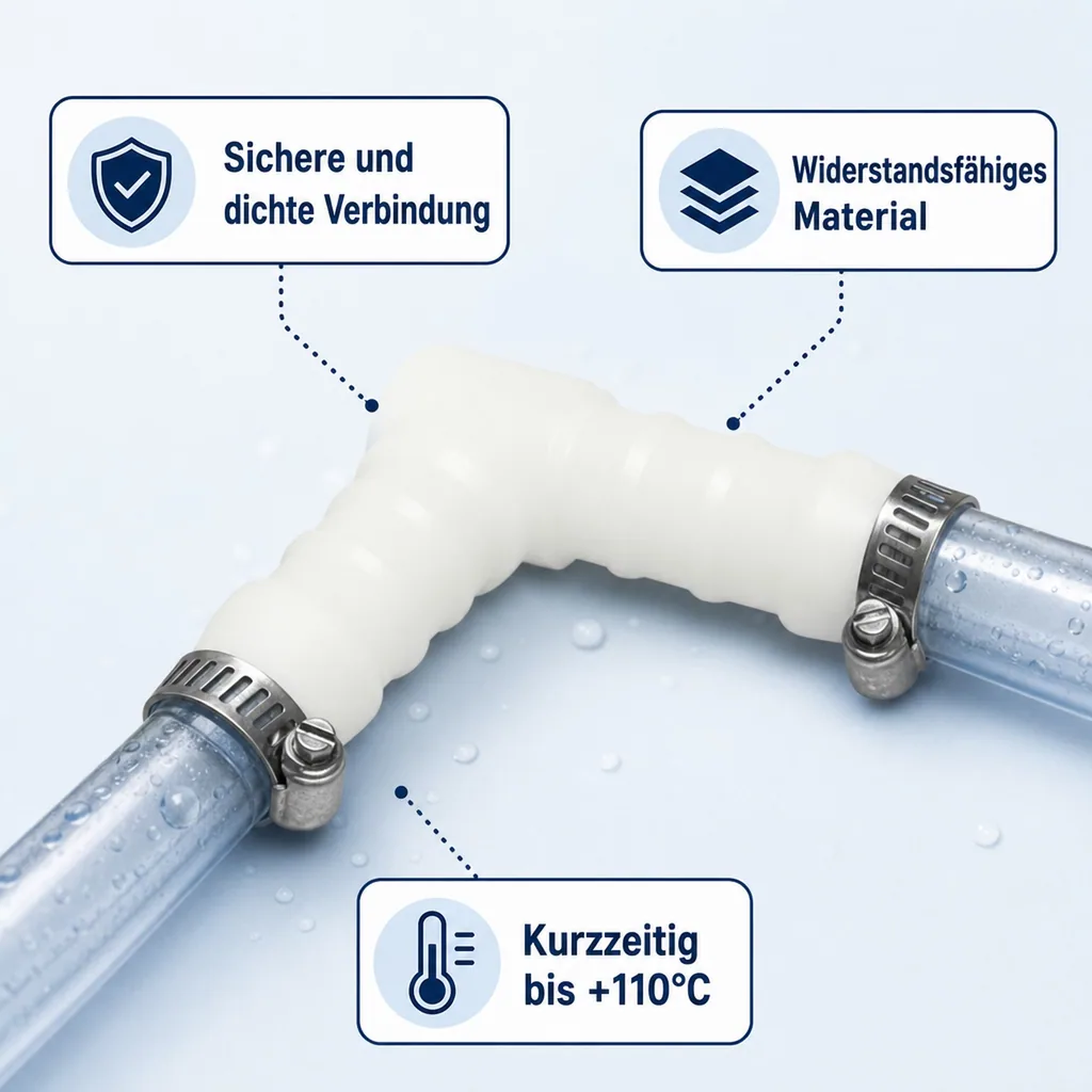 Schlauchverbinder 19mm, Kunststoff Winkelverbinder 90 Grad