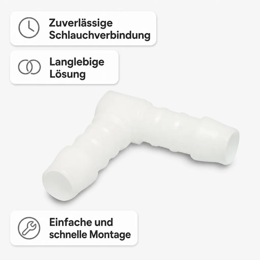 Schlauchverbinder 19mm, Kunststoff Winkelverbinder 90 Grad