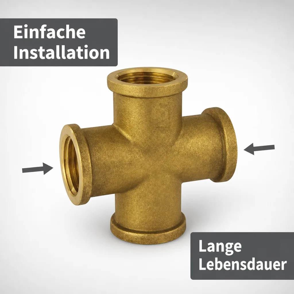 Messing Fitting, Gewindefitting, Messing Kreuzstück 1 1/4 IG
