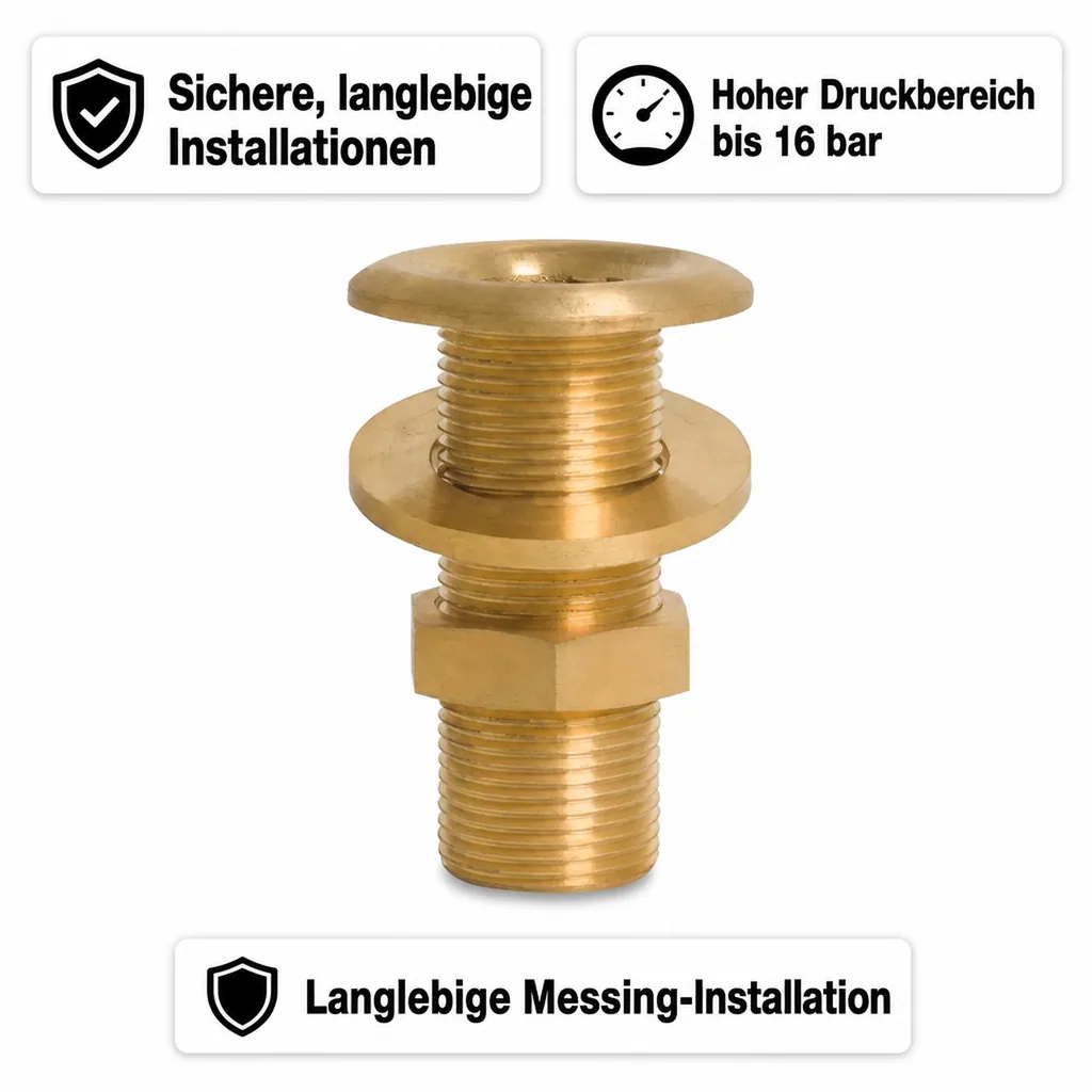 Messingfitting, Gewindefitting Messing, Durchgangsverschraubung 1 1/2" AG