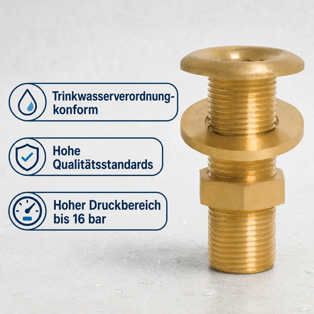 Messingfitting, Gewindefitting Messing, Durchgangsverschraubung 1 1/2" AG