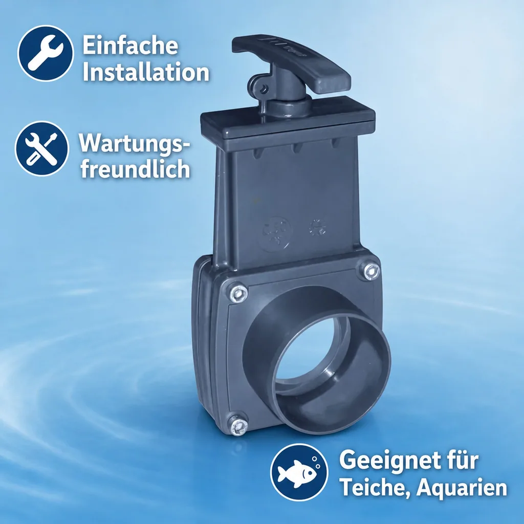 Zugschieber 50mm, PVC Zugschieber, Schieber Teich, Absperrschieber