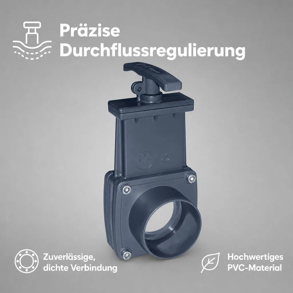 Zugschieber 50mm, PVC Zugschieber, Schieber Teich, Absperrschieber