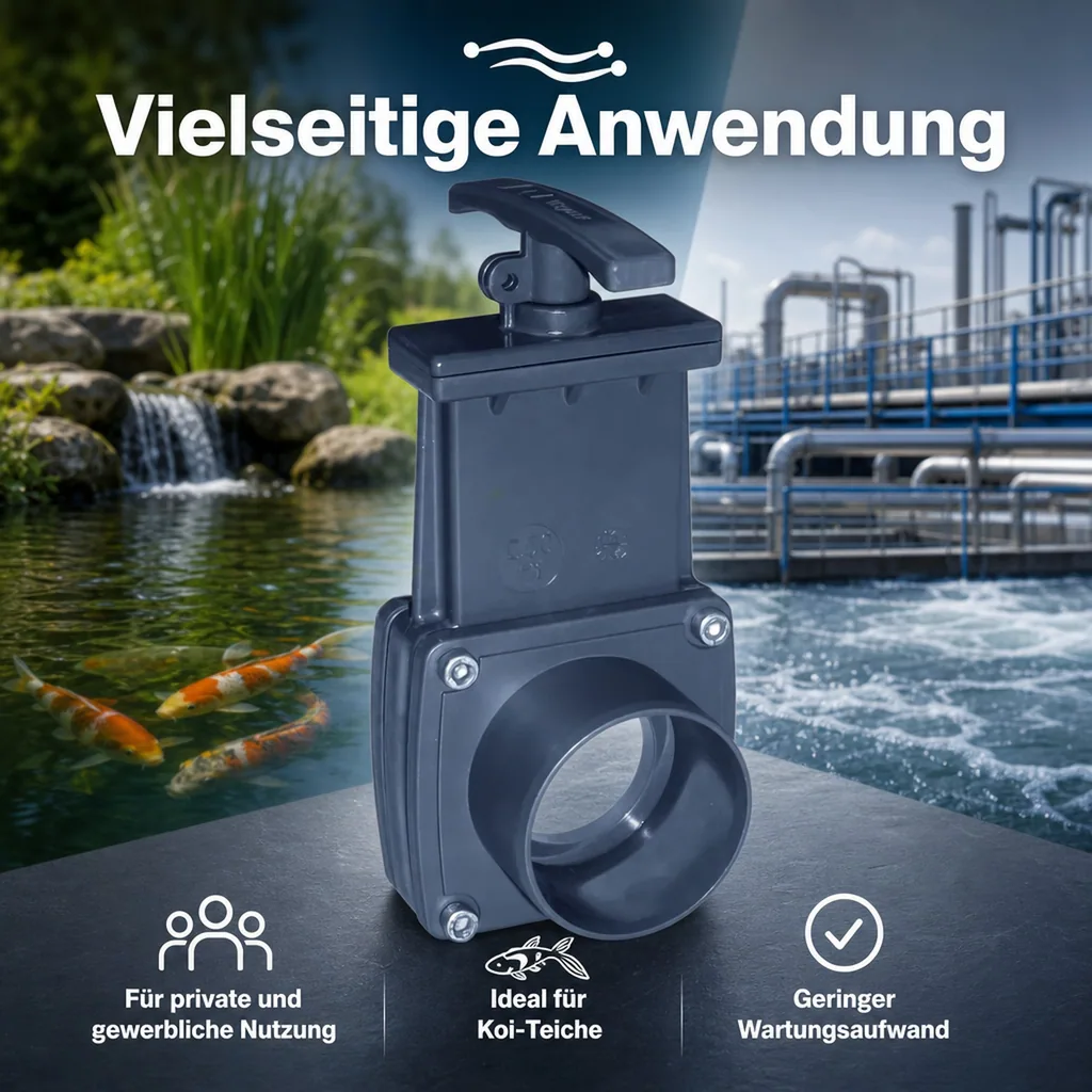 Zugschieber 50mm, PVC Zugschieber, Schieber Teich, Absperrschieber