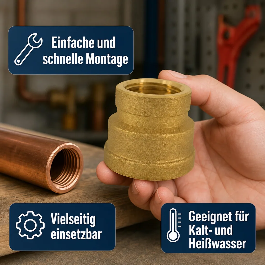 Messing Muffe reduziert, Gewindefitting, 1" IG x 3/4" IG