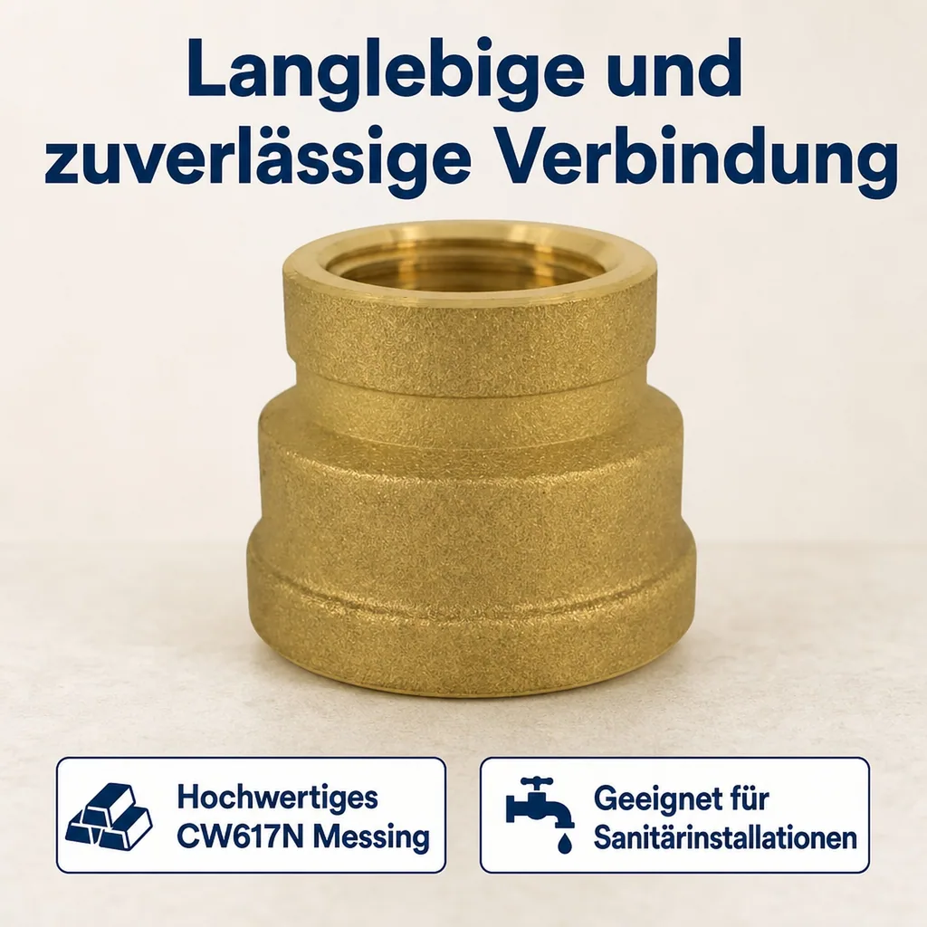 Messing Muffe reduziert, Gewindefitting, 1 1/2" IG x 1 1/4" IG