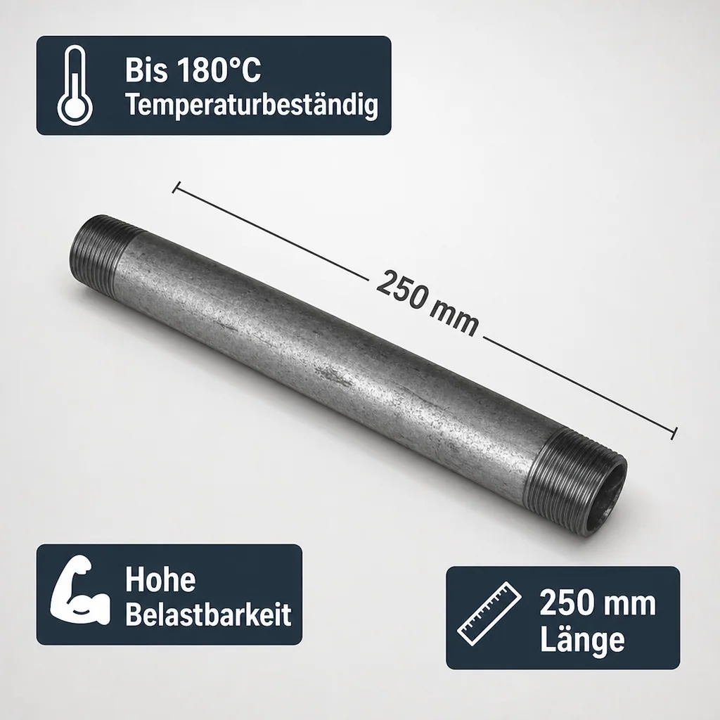 Rohrnippel verzinkt 1 1/4 Zoll, Gewindefitting, AG x AG 250mm