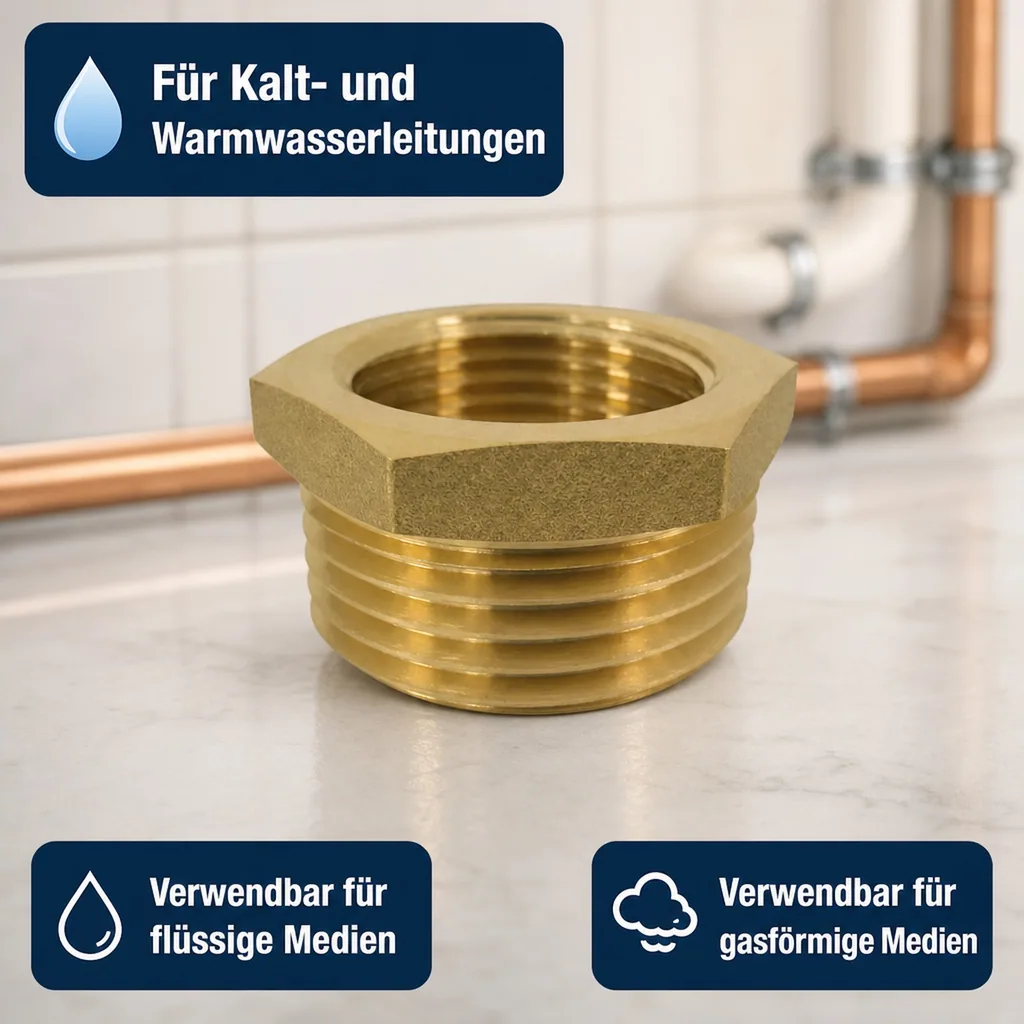 Gewindefitting Messing Reduzierstück 1" AG x 3/4" IG