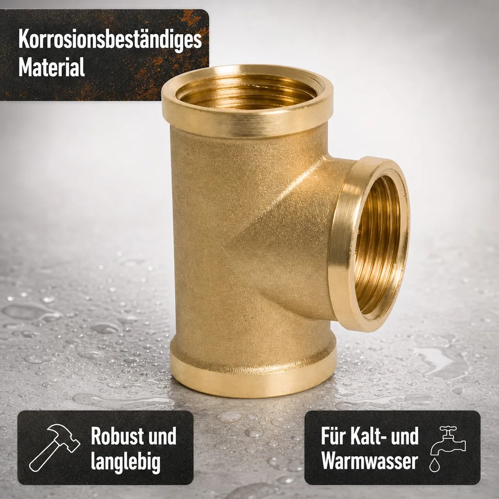 Messing T Stück, Gewinde T Stück, 1/2 Zoll