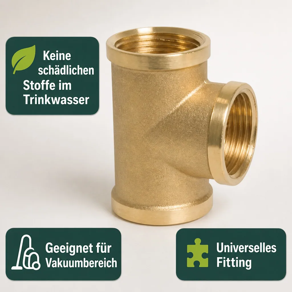 Messing T Stück, Gewinde T Stück, 1/2 Zoll