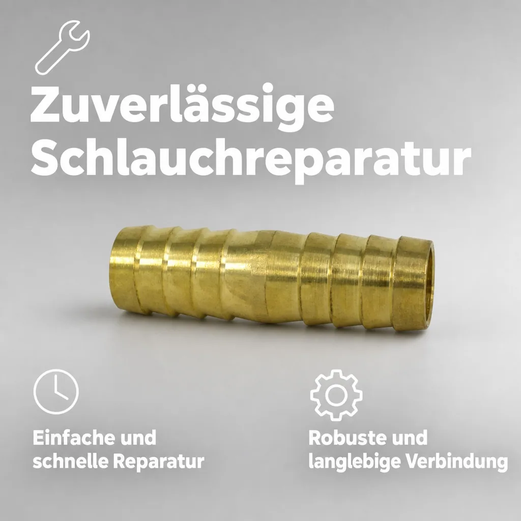 Messing Schlauchverbinder 1/2 Zoll, Doppelte Tülle 13mm, Schlauchreparatur