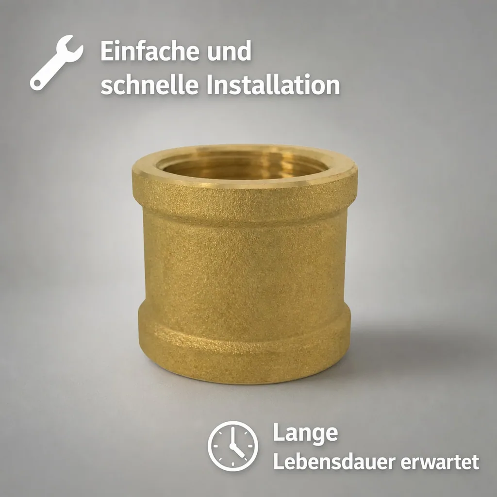 Messing Muffe 1 1/4 IG, Gewindefitting Messing, Trinkwasserfitting