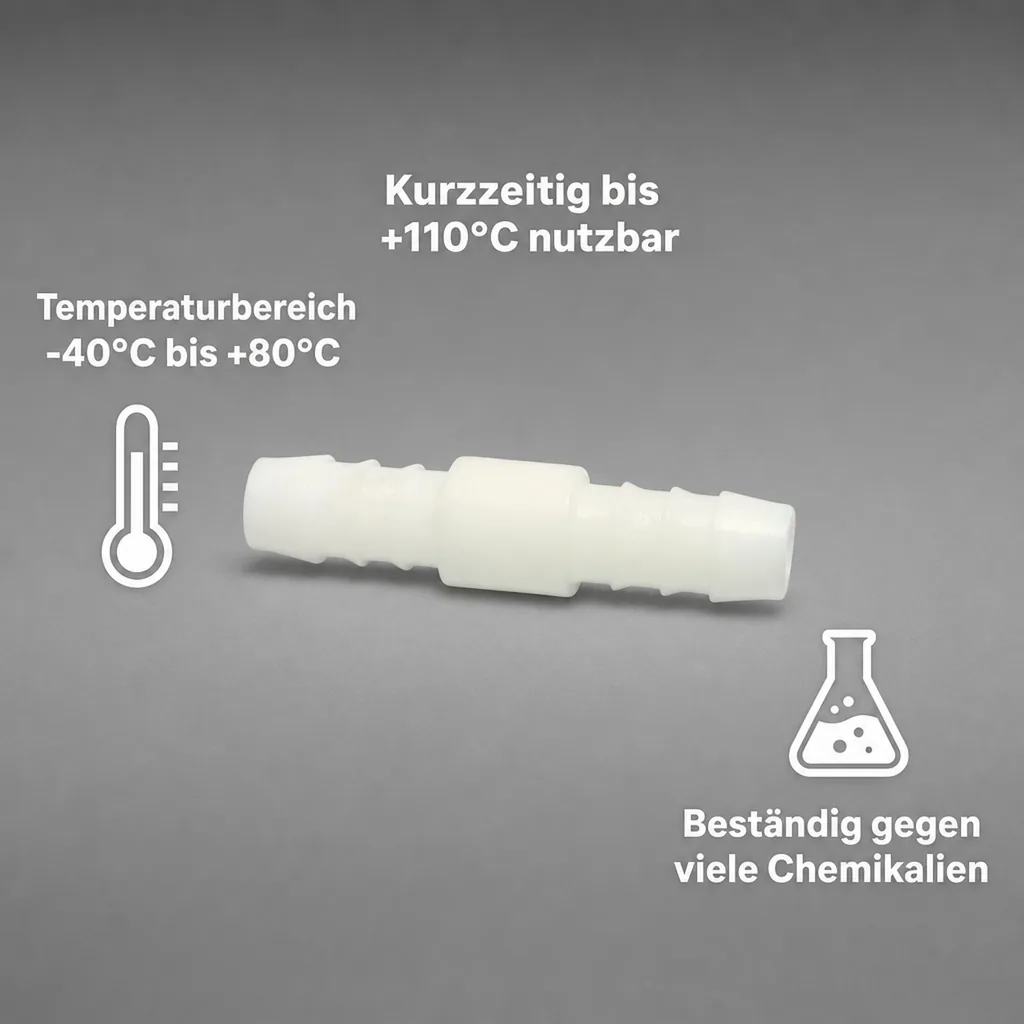 Schlauchverbinder 14mm, Kunststoff Schlauchverbinder, Tülle