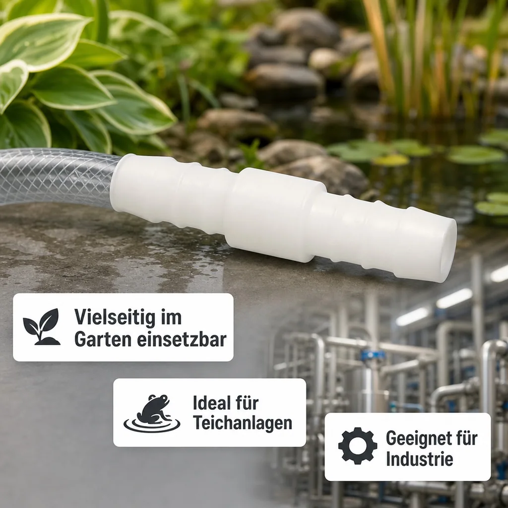 Schlauchverbinder 14mm, Kunststoff Schlauchverbinder, Tülle