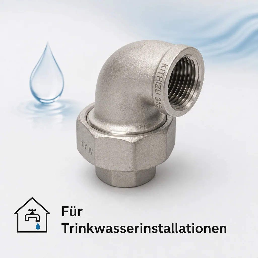 Gewindefitting Edelstahl Winkelverschraubung 90° 1/2" IG Typ konisch