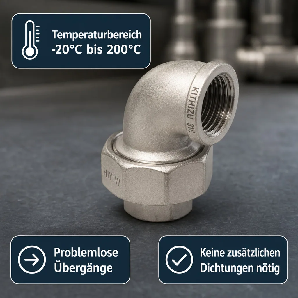 Gewindefitting Edelstahl Winkelverschraubung 90° 1/2" IG Typ konisch