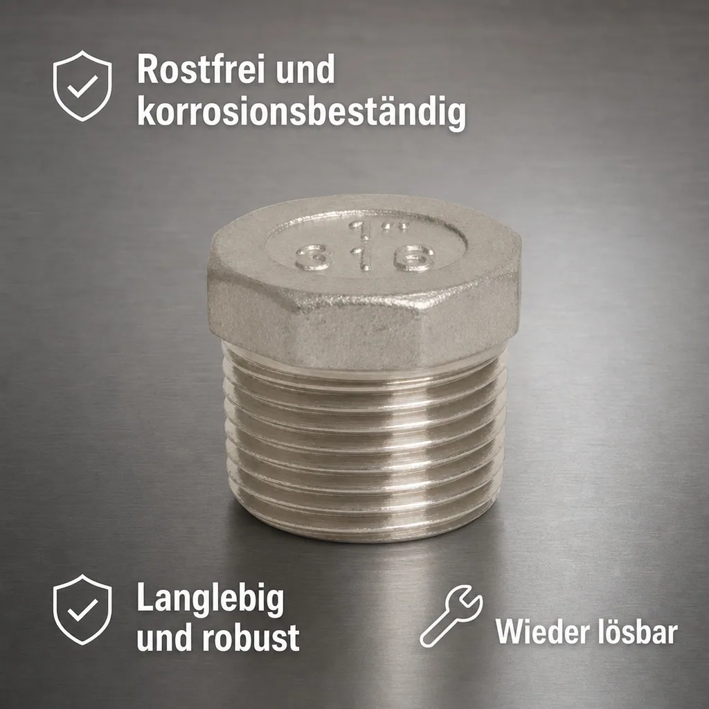 Gewindefitting Edelstahl Stopfen 3/4" AG 10bar