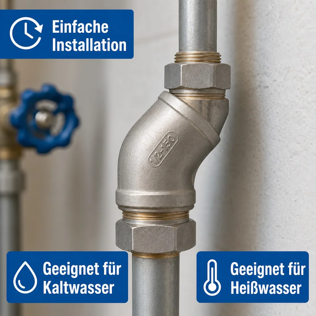 Edelstahl Winkel 45 Grad, Gewindefitting, 3/8" IG, V4A, Innengewinde