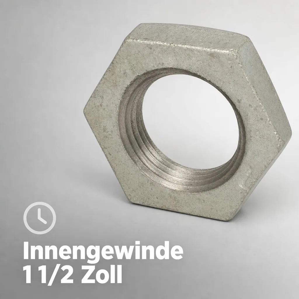 Gewindefitting Temperguss, Gegenmutter 1 1/2 Zoll IG