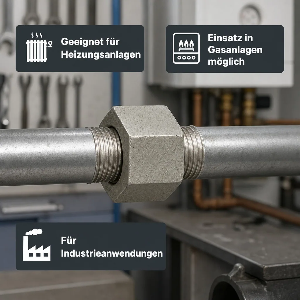 Gewindefitting Temperguss, Gegenmutter 1 1/2 Zoll IG
