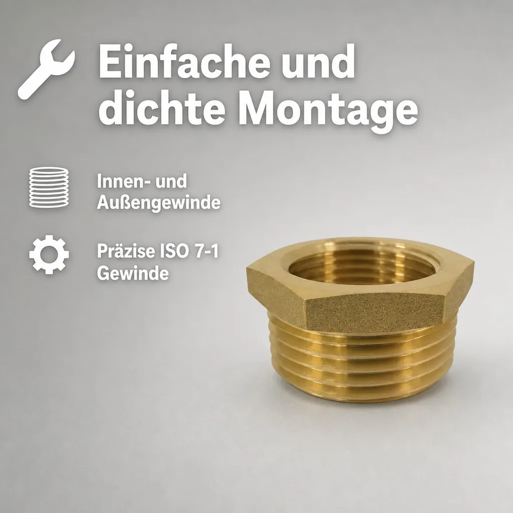 Messing Reduzierstück, Gewindefitting, 1/2 Zoll auf 3/8 Zoll, AG/IG