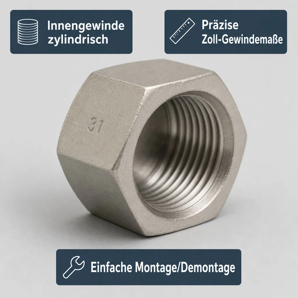 Gewindefitting Edelstahl Kappe 3/4" IG 10bar