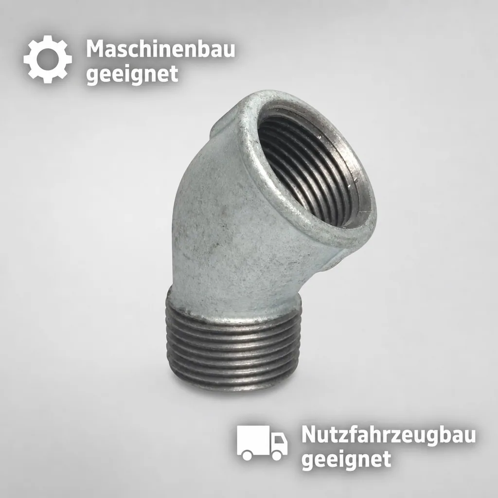 Gewindefitting Temperguss Winkel 45° 1" IG x 1" AG