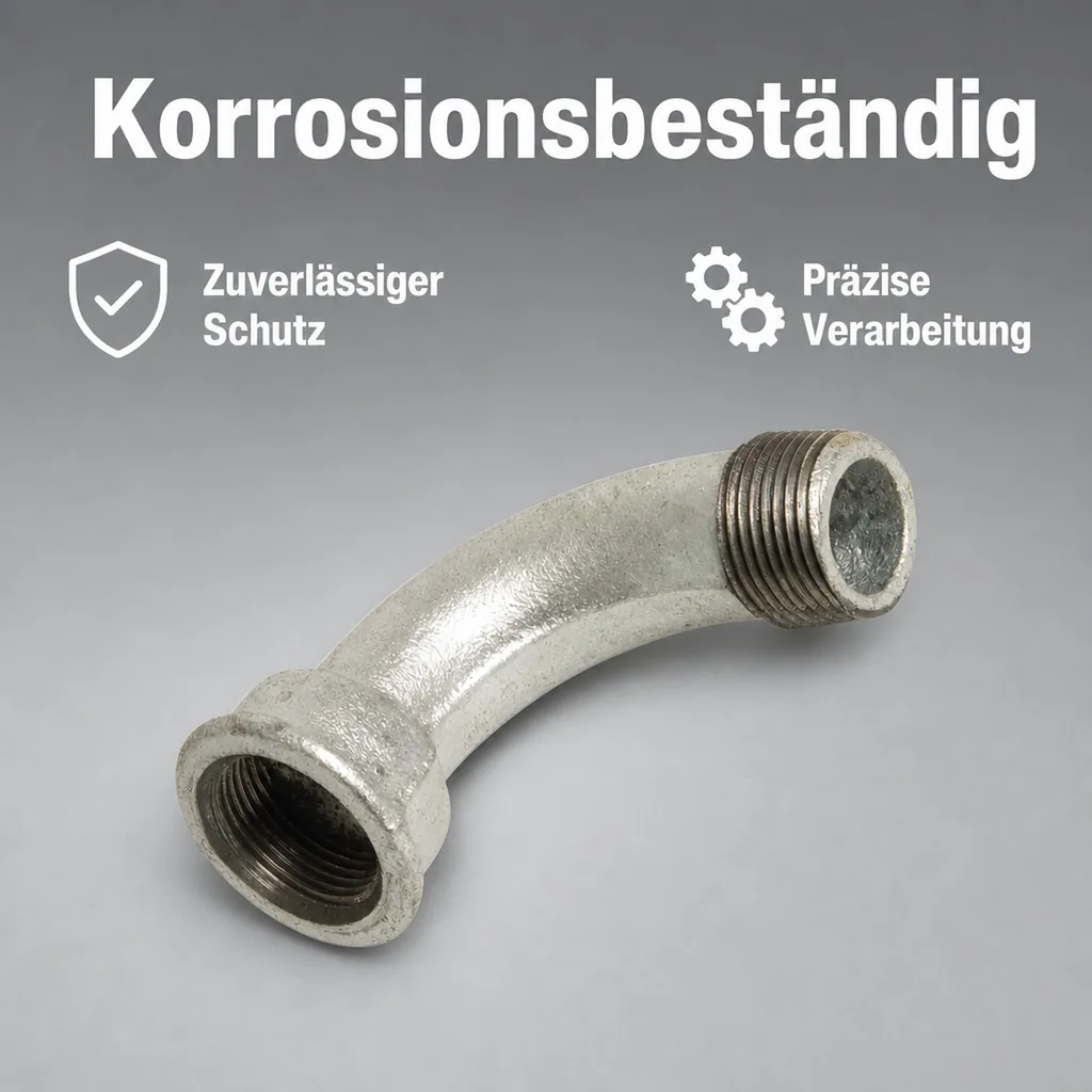 Gewindefitting, Temperguss Bogen 90°, 1/4 Zoll IG x 1/4 Zoll AG, Sanitärfitting