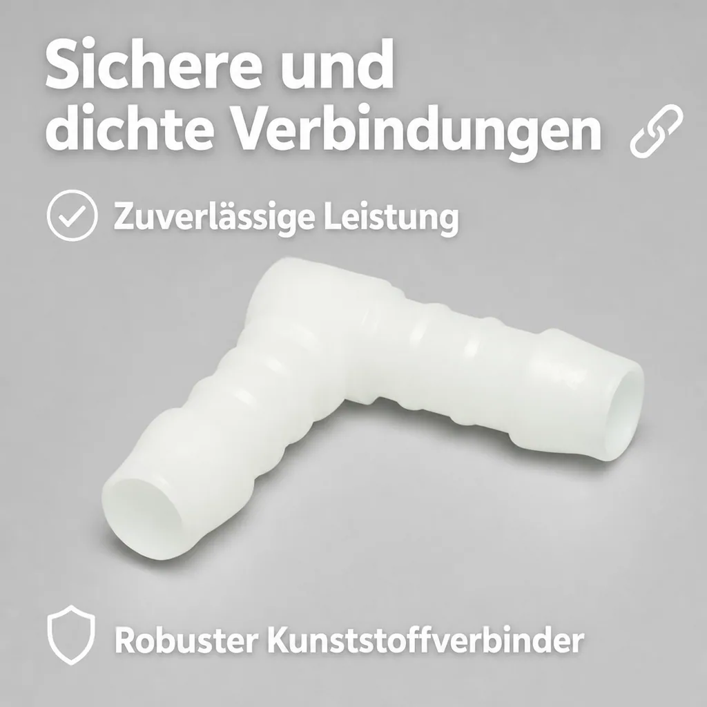 Schlauchverbinder 13mm, Winkelverbinder Kunststoff 90 Grad