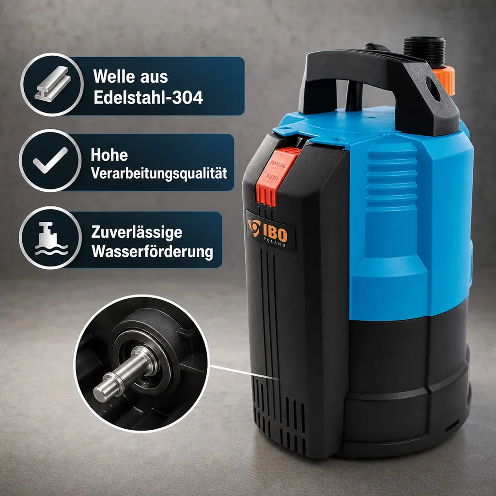 Tauchpumpe flachsaugend, Brunnenpumpe, Unterwasserpumpe 0.55kW, 230V