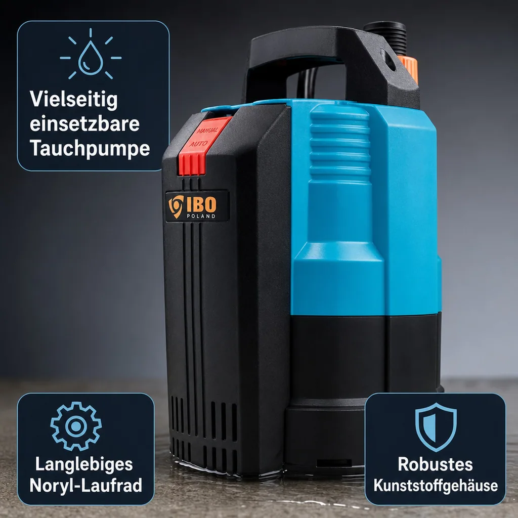Tauchpumpe flachsaugend, Brunnenpumpe, Unterwasserpumpe 0.55kW, 230V