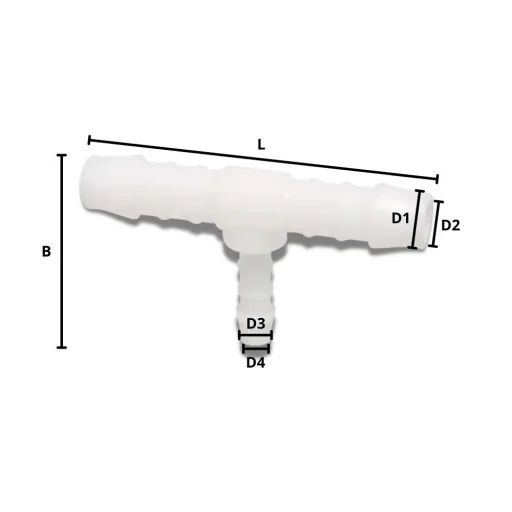 Schlauchverbinder T-Stück reduziert 12mm, Kunststoffverbinder