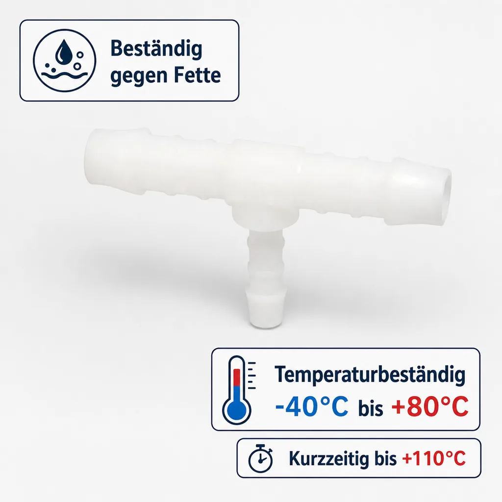 Schlauchverbinder T-Stück reduziert 12mm, Kunststoffverbinder