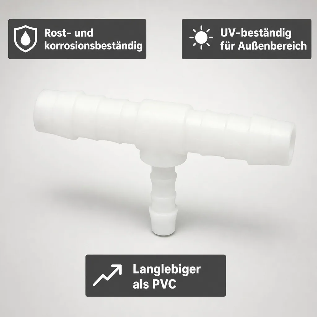 Schlauchverbinder T-Stück reduziert 12mm, Kunststoffverbinder