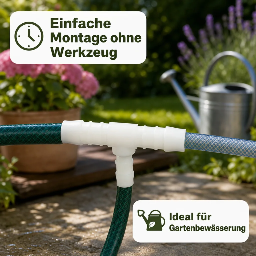 Schlauchverbinder T-Stück reduziert 12mm, Kunststoffverbinder