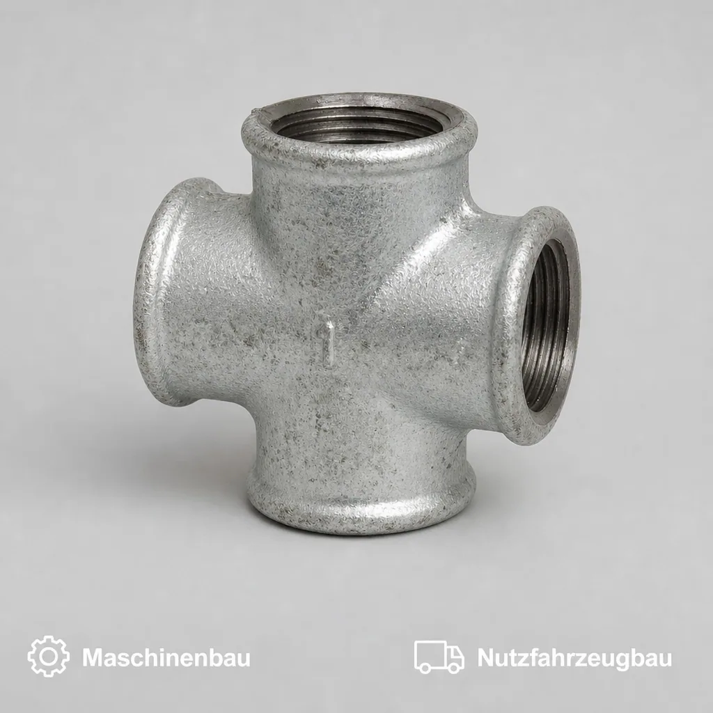 Gewindefitting Temperguss Kreuzstück 1 1/4" IG x 1 1/4" IG x 1 1/4" IG x 1 1/4" IG