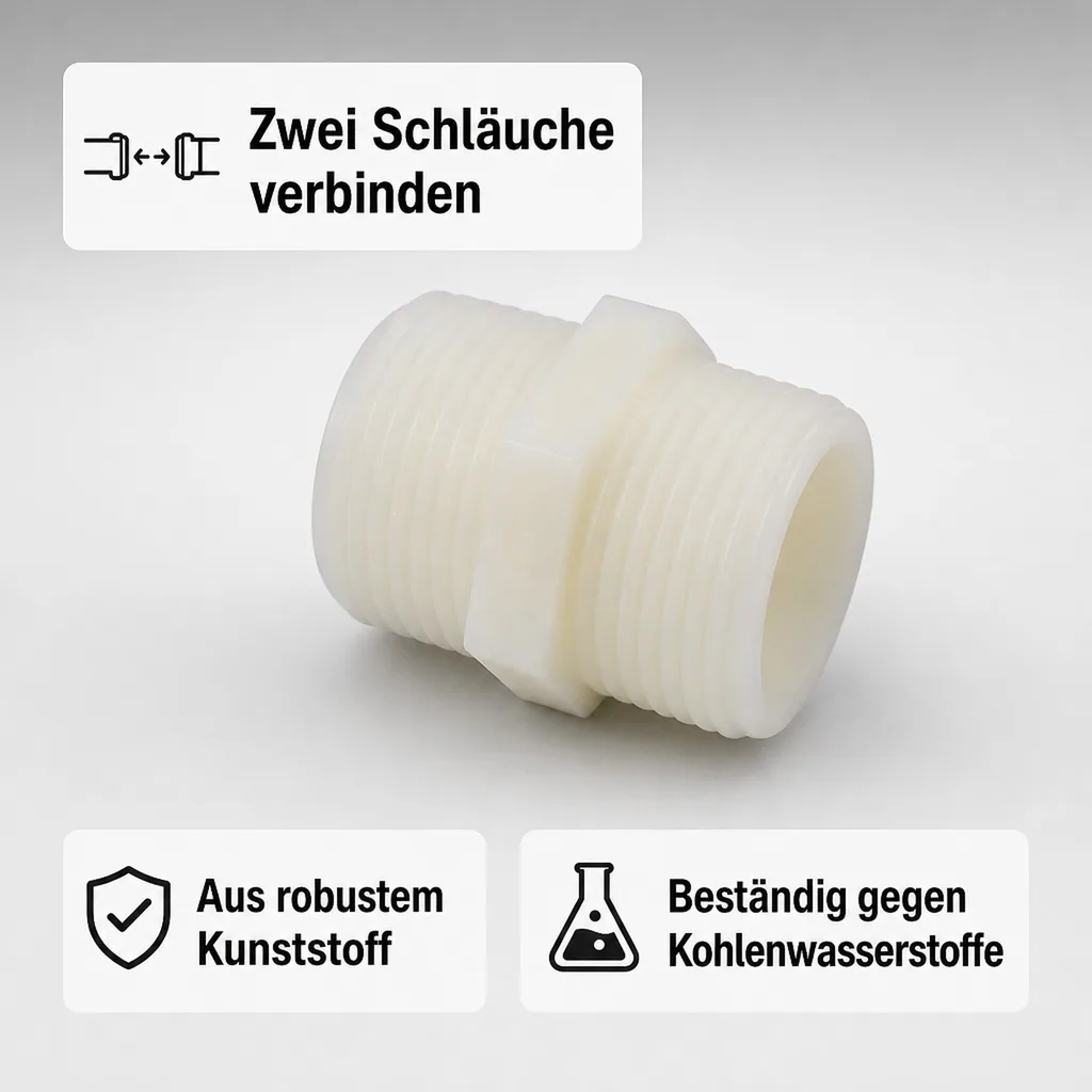 Schlauchverbinder Kunststoff Doppelnippel 1"