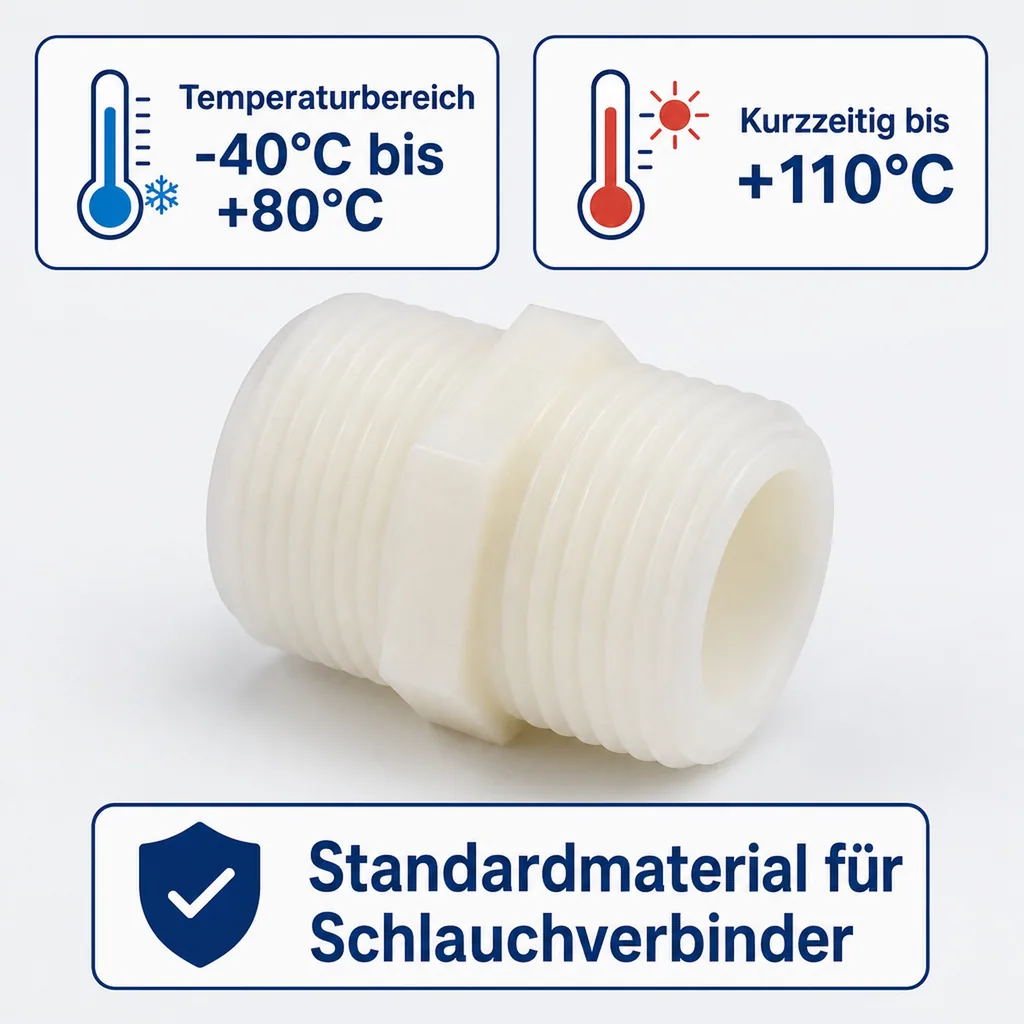 Schlauchverbinder Kunststoff Doppelnippel 1"