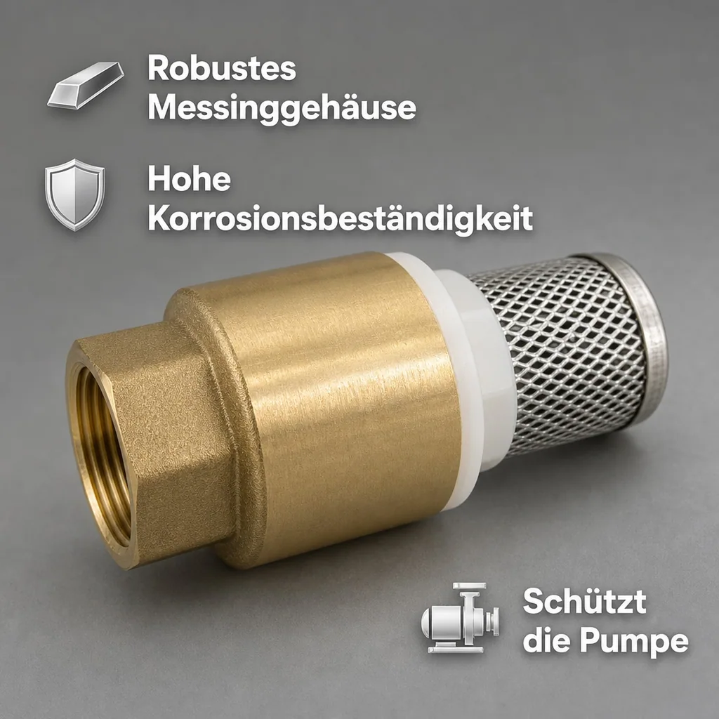 Messing Fussventil mit Rückschlagventil und Saugkorb 2 Zoll