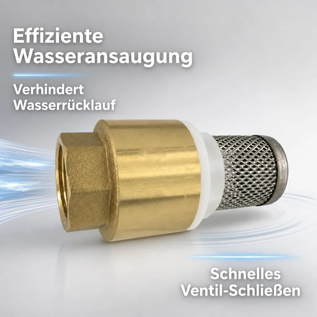 Messing Fussventil mit Rückschlagventil und Saugkorb 2 Zoll